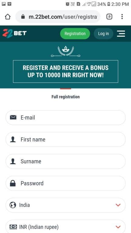 Mobile registration interface