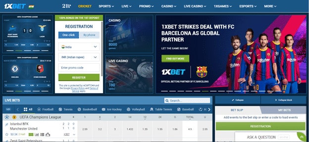 1xBet homepage