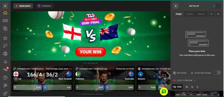 RajBet sports betting interface