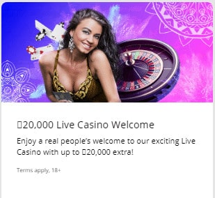Live casino welcome bonus
