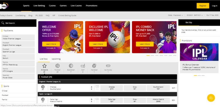 10Cric India site interface