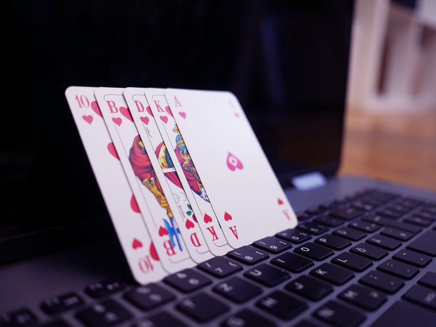 Cards on a laptop