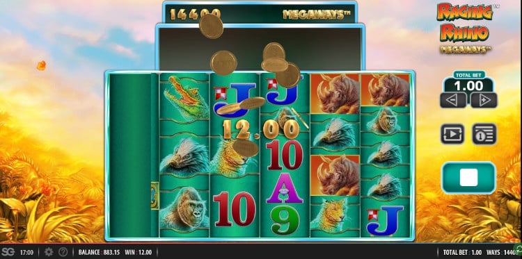 Raging Rhino slot game win